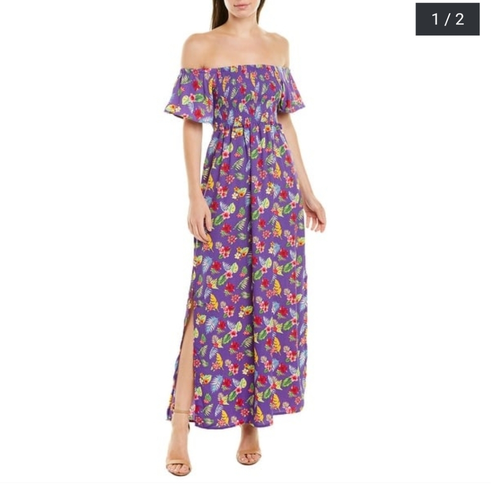 Romeo & Juliet Couture Romantic Violet  Floral Maxi Dress